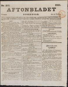 Sida 1 Aftonbladet 1831-10-18