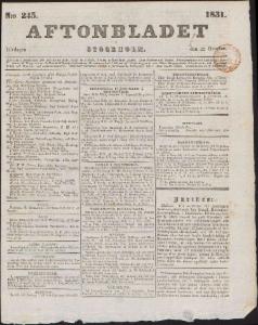 Sida 1 Aftonbladet 1831-10-22