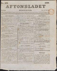 Aftonbladet Fredagen den 28 Oktober 1831