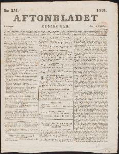 Aftonbladet Lördagen den 29 Oktober 1831