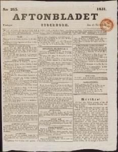 Aftonbladet Tisdagen den 15 November 1831