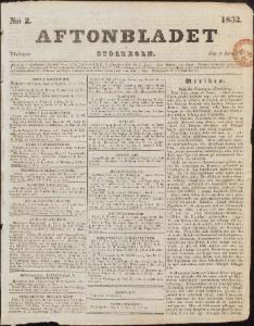 Aftonbladet Tisdagen den 3 Januari 1832