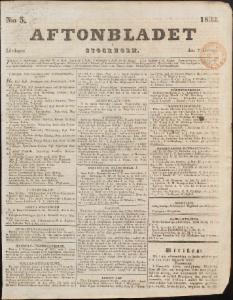 Aftonbladet Lördagen den 7 Januari 1832