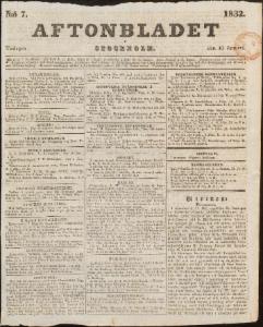 Aftonbladet Tisdagen den 10 Januari 1832