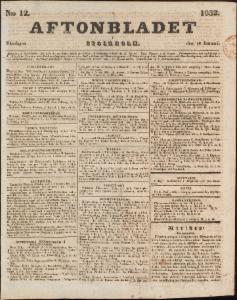 Aftonbladet Måndagen den 16 Januari 1832