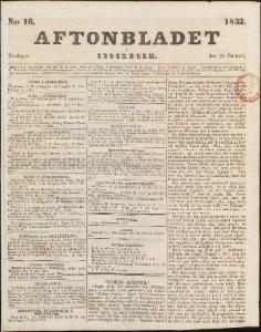 Sida 1 Aftonbladet 1832-01-20