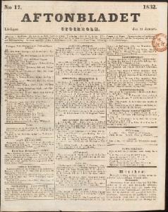 Aftonbladet Lördagen den 21 Januari 1832