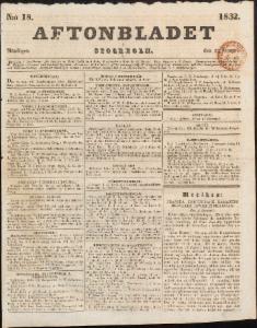 Aftonbladet Måndagen den 23 Januari 1832