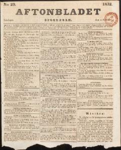 Aftonbladet Lördagen den 4 Februari 1832