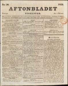 Aftonbladet Måndagen den 6 Februari 1832