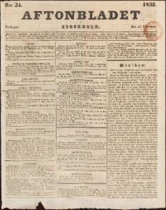 Aftonbladet Fredagen den 10 Februari 1832