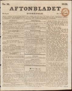 Aftonbladet Måndagen den 13 Februari 1832