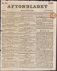 Aftonbladet Tisdagen den 14 Februari 1832