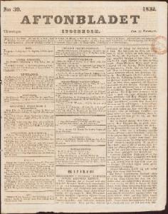 Aftonbladet Torsdagen den 16 Februari 1832