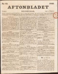 Aftonbladet Tisdagen den 21 Februari 1832