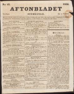 Aftonbladet Torsdagen den 23 Februari 1832