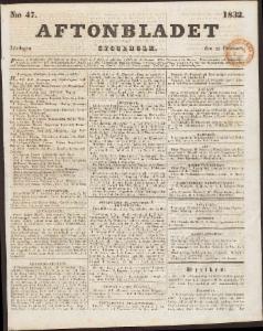 Aftonbladet Lördagen den 25 Februari 1832