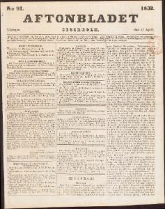 Aftonbladet Tisdagen den 17 April 1832