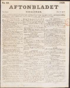 Aftonbladet Torsdagen den 19 April 1832