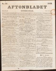 Aftonbladet Torsdagen den 26 April 1832