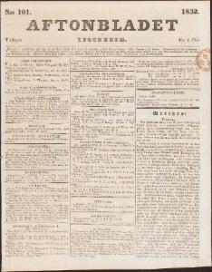 Aftonbladet Tisdagen den 1 Maj 1832