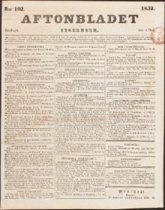 Aftonbladet Onsdagen den 2 Maj 1832
