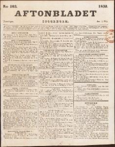 Aftonbladet Torsdagen den 3 Maj 1832