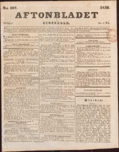Aftonbladet Tisdagen den 8 Maj 1832