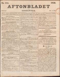 Aftonbladet Onsdagen den 16 Maj 1832