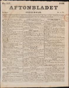 Aftonbladet Lördagen den 19 Maj 1832