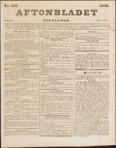 Aftonbladet Juni 1832