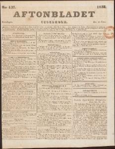 Aftonbladet Torsdagen den 14 Juni 1832