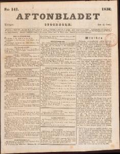 Aftonbladet Tisdagen den 19 Juni 1832
