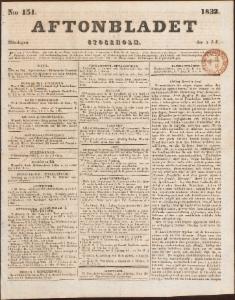 Aftonbladet Måndagen den 2 Juli 1832