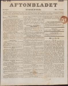 Aftonbladet Fredagen den 3 Augusti 1832