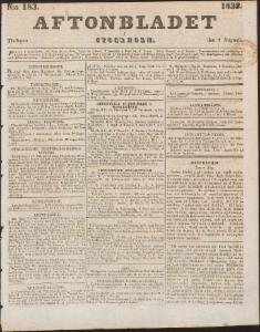 Aftonbladet Tisdagen den 7 Augusti 1832