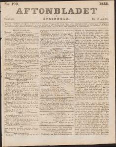 Aftonbladet Onsdagen den 15 Augusti 1832