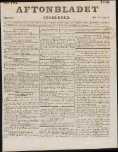Aftonbladet Måndagen den 20 Augusti 1832