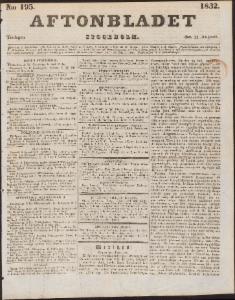 Aftonbladet Tisdagen den 21 Augusti 1832
