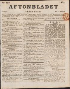 Aftonbladet Fredagen den 24 Augusti 1832