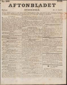 Aftonbladet Måndagen den 27 Augusti 1832