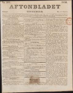 Aftonbladet Tisdagen den 28 Augusti 1832
