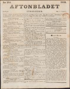 Aftonbladet Fredagen den 31 Augusti 1832