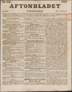 Aftonbladet Fredagen den 7 September 1832