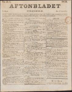 Aftonbladet Lördagen den 8 September 1832