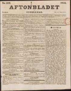 Aftonbladet Fredagen den 14 September 1832