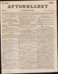 Aftonbladet Måndagen den 17 September 1832