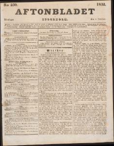 Aftonbladet Måndagen den 1 Oktober 1832