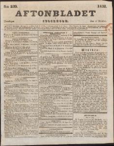 Aftonbladet Torsdagen den 11 Oktober 1832