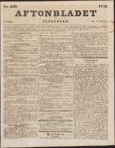 Aftonbladet Fredagen den 12 Oktober 1832